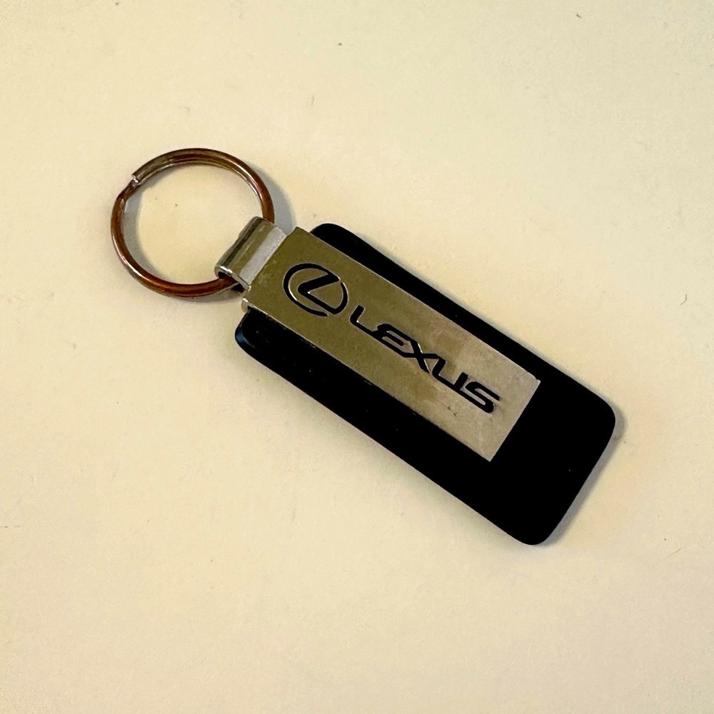 Lexus Black Leather and Silver Keychain